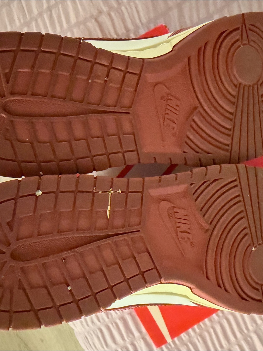 Nike Dunk Sneakers in White & Red with Cream Laces - Picture 5 of 6
